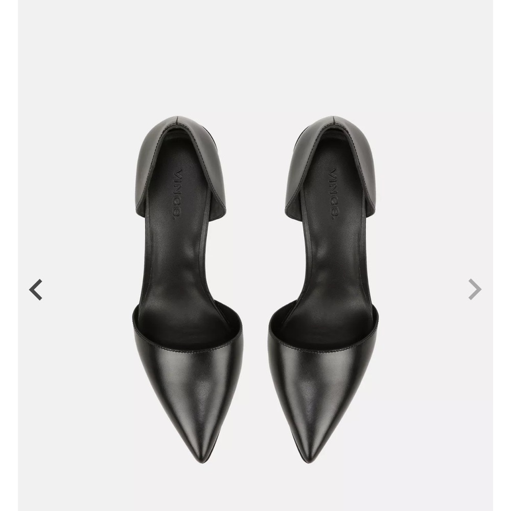 Vince Black Pointed-Toe D'Orsay Block Heel Pumps - Picture 4 of 14